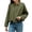Army Green, variant on Women's Faux Suede Bomber Cropped Jacket Fall Lapel Casual Oversized Long Sleeves Trendy Streetwear Coat Outerwear
