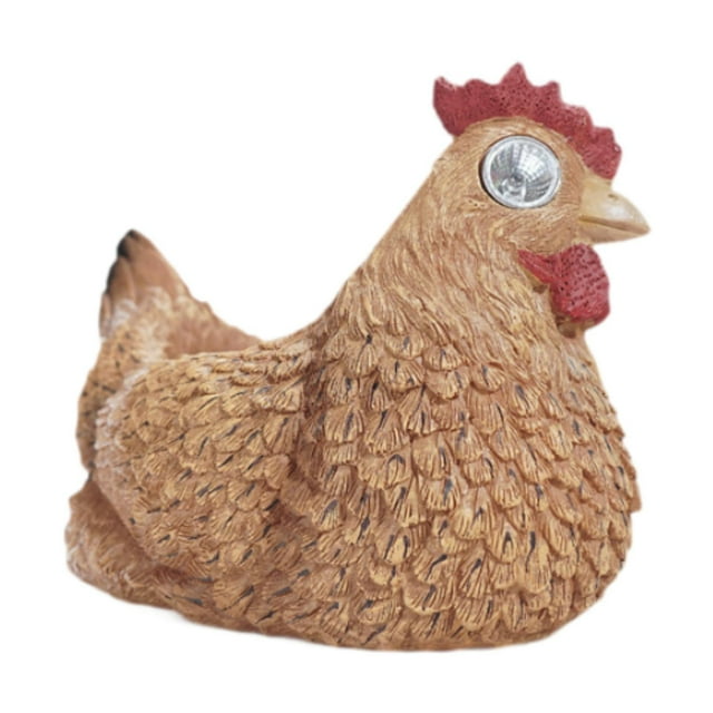 Maceta de gallina con forma de animal simulado, maceta versátil con energía solar Amarillo