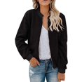 thumbnail image 2 of Women's Faux Fur Long Sleeve Casual Sherpa Zipper Clip Bomber Jacket, 2 of 20