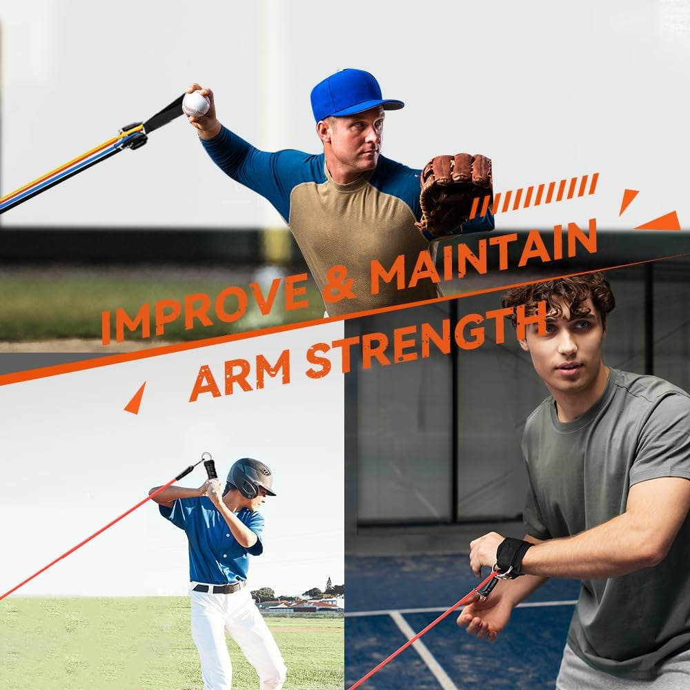 Adoreal Resistance Bands - Baseball Pitching Trainer with Interchangeable Grips to Build Arm Strength