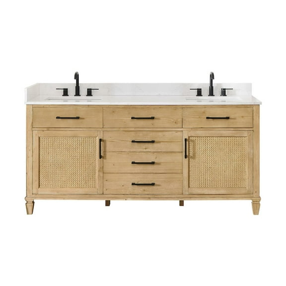 Altair-13 72" Double Bathroom Vanity in with Grain White Engineered Stone Countertop