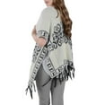 thumbnail image 3 of Premium Soft Knit Greek Key Trim Kimono Cardigan Vest Sweater Top Poncho, 3 of 4