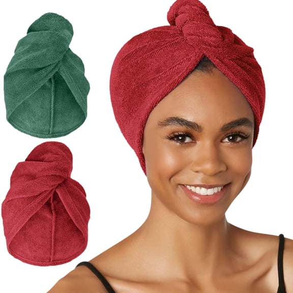 Turbie Twist Microfiber Hair Towel Wrap for Women and Men | 2 Pack | Bathroom Essential Accessories | Quick Dry Hair Turban for Drying Curly, Long & Thick Hair - Sheepskin & Pinecone
