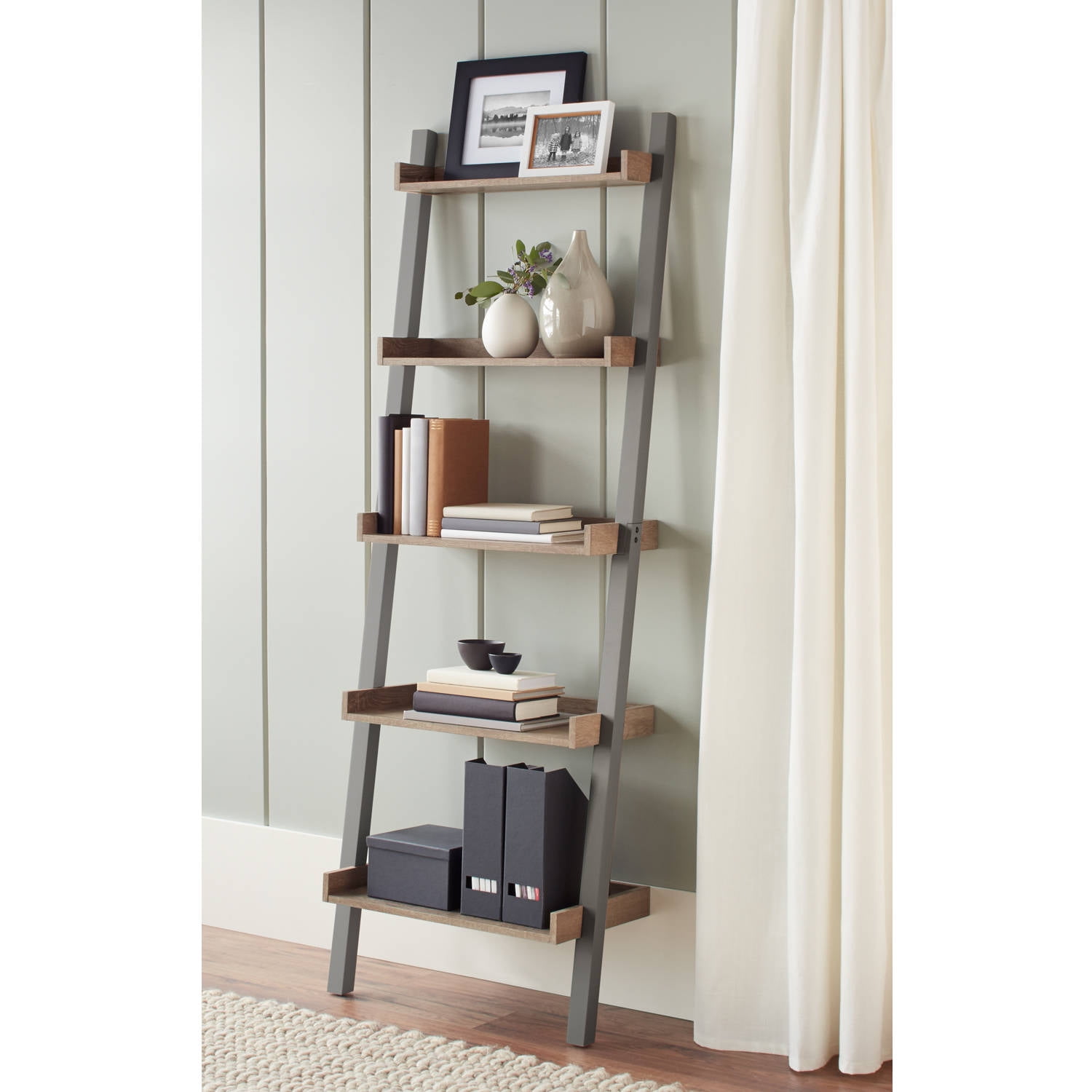 Better Homes and Gardens Bedford 5 Shelf Leaning Bookcase Gray eBay