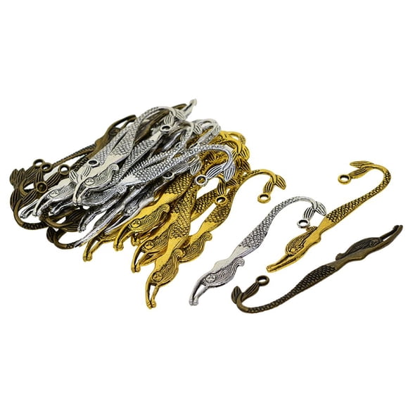 30 Pieces Alloy Book Accessory, Sea Maid Style Charms/Pendants With Beading Holes, Hanging Ornaments 82x27mm