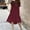 Wine, variant on Short Sleeve Summer Dresses for Women Plus Size Dress Pants for Women 2026 Plus Size Dresses Solid Color Crew Neck Ruffle Breathable Regular Fit Sun Dress Basic S-3XL