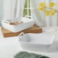 thumbnail image 2 of Denmark Tools for Cooks 2 Piece Stoneware Baking Dish Serving Bowls Set with Handles, White, 2 of 8