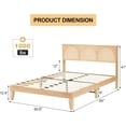 thumbnail image 3 of Queen Size Platform Bed Frame with Natural Rattan Headboard & Led Light, 3 of 7