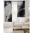 thumbnail image 2 of Marble Black Blackout Curtains 84 Inches Long for Bedroom, Abstract Gold White Brick Stone Motif Thermal Insulated Room Darkening Black Out Window Curtain Panels Grommet Drapes for Living Room, 2 of 8