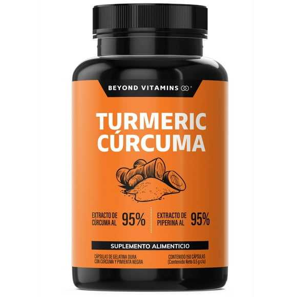 Turmeric Cúrcuma Beyond Vitamins Con Extracto Al 95% y Pimienta Negra Al 95% 150 Cápsulas