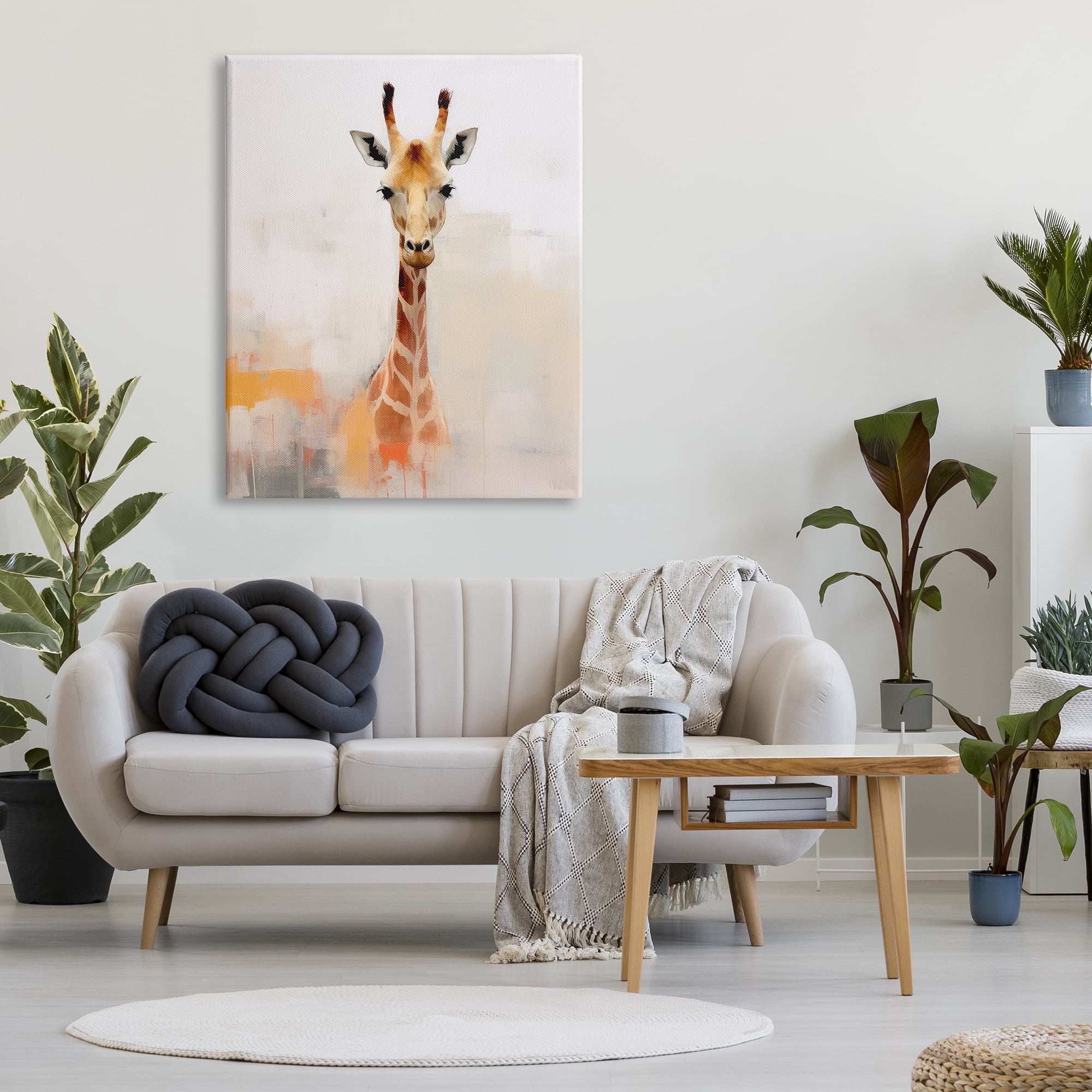 Stupell Industries Modern Giraffe Portrait Animals & Insects Painting Gallery Wrapped Canvas Art Print Wall Art, 36 x 48