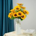 thumbnail image 4 of Ramo de girasoles artificiales de 7 cabezas, flores falsas de seda, bricolaje, decoración para bodas, fiestas en el hogar, festivales, centros de mesa, suministros para la sala de estar, 4 of 4