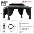 thumbnail image 2 of Pakunoda 4 Panel 13' X 6.5' Outdoor Curtains for 12' X 14' Gazebo, Waterproof Outdoor Privacy Curtain Panel set of 4, Black(Curtain Only), 2 of 8
