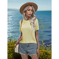 thumbnail image 3 of Round Neck Solid Color Sweater Light Yellow L, 3 of 5