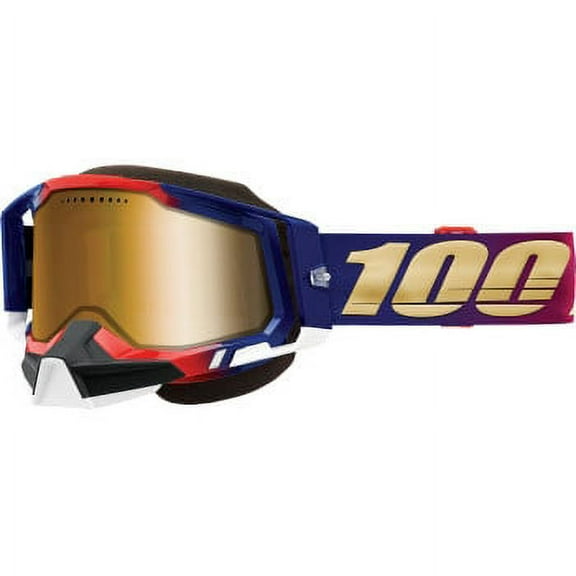 100% RACECRAFT 2 SNOWMOBILE Goggle United - True Gold Mirror Lens