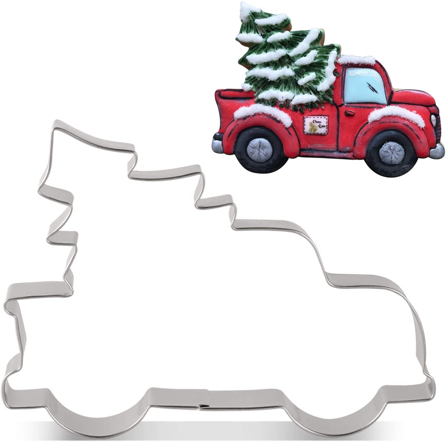 Pickup Truck with Christmas Tree Cookie Cutter 4.9 x 3.6 inches