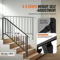 thumbnail image 3 of KFFKFF Outdoor Handrails for 5 Steps, Carbon Steel Stair Rail Kit with Installation Accessories, Transitional Railings for Concrete Steps, Porch, Deck, and Seniors, Black Arch Design, 3 of 9