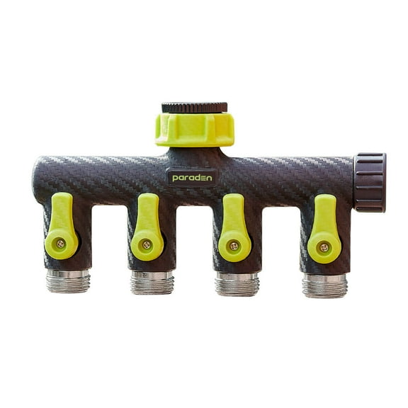 4-Way Garden Hose Splitter with Shut-off Valve