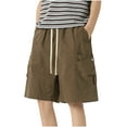 thumbnail image 2 of TKYCMSUAKI Men's Big and Tall Shorts Lightweight Elastic Waisted Drawstring Cargo Short Summer Baggy Solid Color Wide Leg Shorts with Pockets, 2 of 7