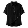 thumbnail image 6 of 2026 Womens Button-front Henley Shirts Lightweight Collared Plain Elbow Sleeve Clothes Top Dressy Vacation Casual Summer Outfits, 6 of 6