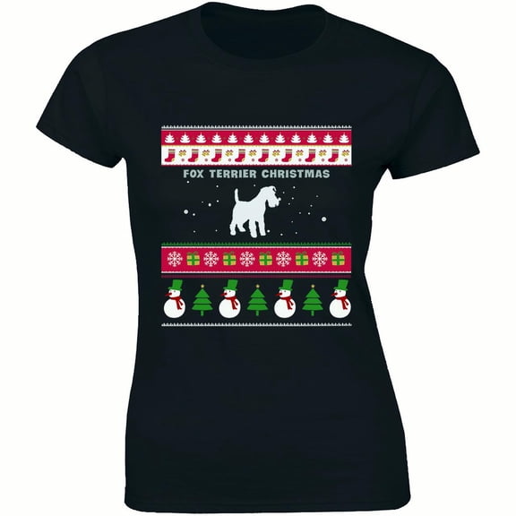 Fox Terrier Christmas - Xmas Holiday Dog Lover Women's Ugly T-Shirt