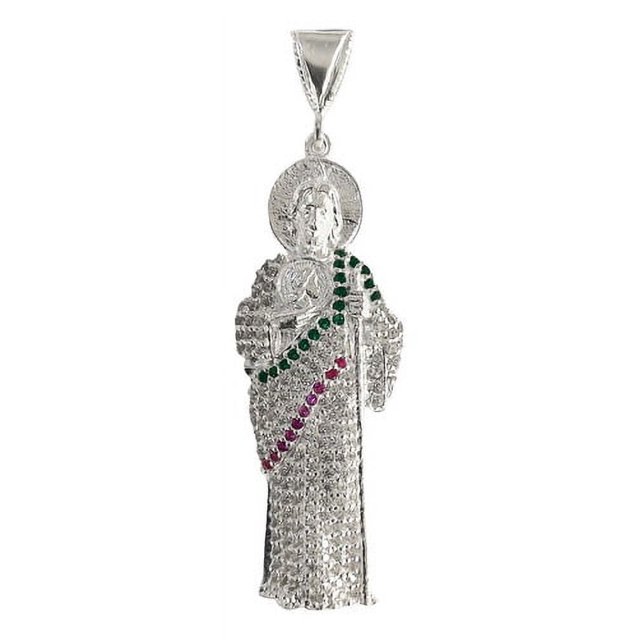 JOYARIS Dije Medalla San Judas Tadeo Mediano Zirconias Plata 925 DM-0000503