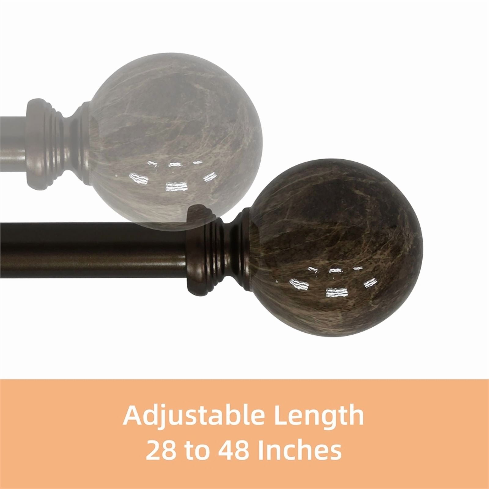 Tom Adjustable Single Curtain Rod 28" to 48"-Bronze