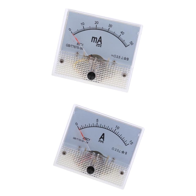 de 2 medidores de corriente de amperímetro de amperímetro de panel analógico DC 0-50mA y 0-15A