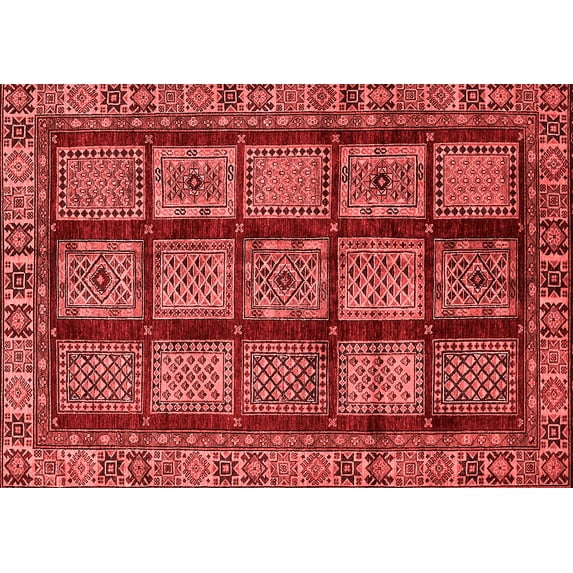 Ahgly Company Indoor Rectangle Abstract Red Modern Area Rugs, 5' x 8'