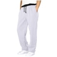 thumbnail image 4 of Blekii Kids Boys Girls Double Color Sweatpants Athletic Running Pants Long Sports Fitness Bottoms, White, 160, 4 of 7