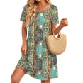 thumbnail image 2 of Fantaslook Boho Summer Dresses for Women Casual Short Sleeve T Shirt Dress with Pockets Beach Vacation Clothes, 2 of 9
