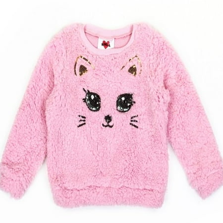 

Toddler 4T Pink Girls Sequins Embroidery Berber Fluffy One Left