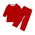 thumbnail image 2 of Moda Navidad Niño Color Sólido Blusa Pantalones Ropa Familiar Pijamas Niño Poliéster Tops Pantalones, 2 of 5