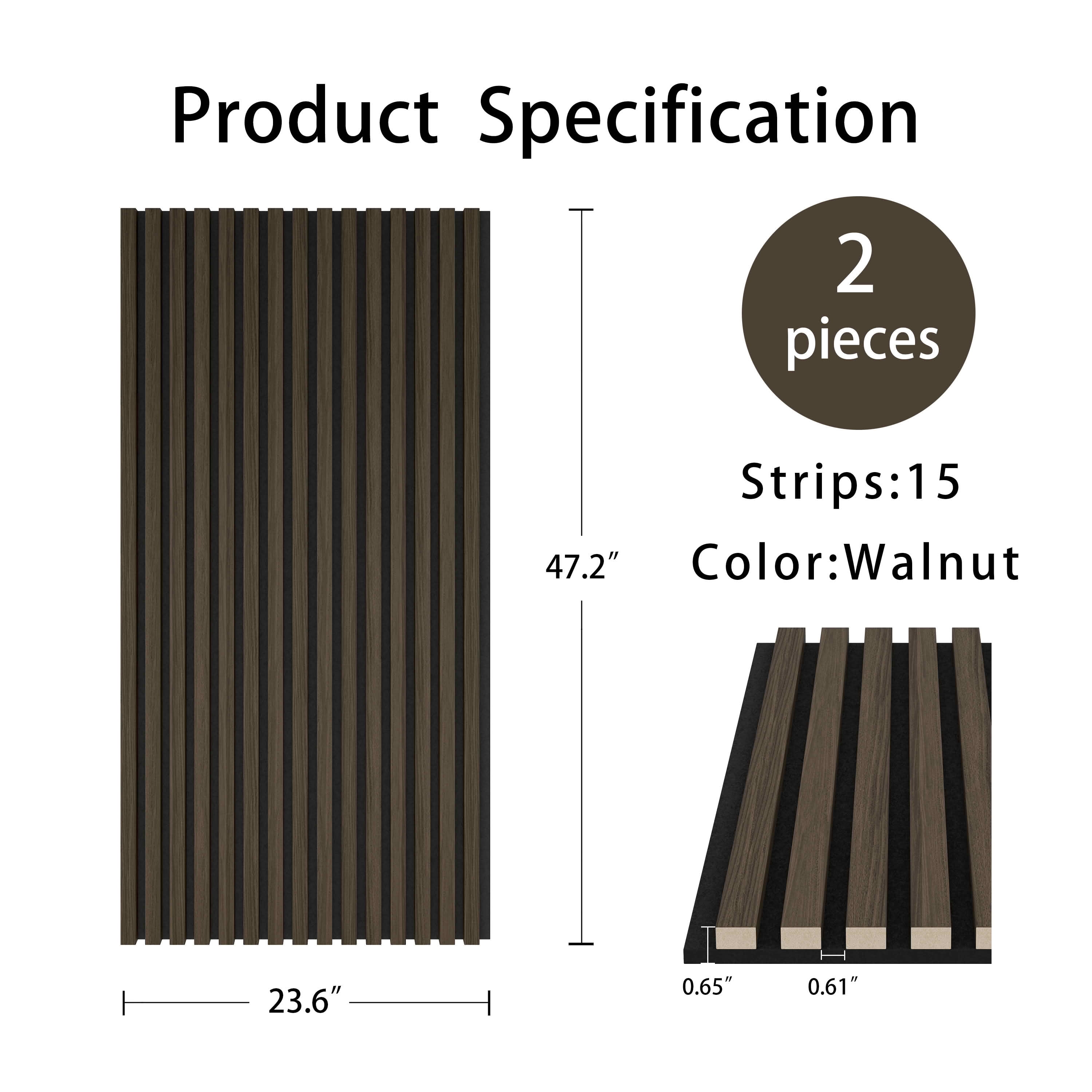MAYEERTY Walnut Wood Veneer MDF Sound Absorbing Panel for Wall Decor, 47x24x1 Inch, 2 Pack
