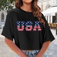 thumbnail image 2 of Confree Womens 4Th Of July Shirts Patriotic Graphic Print Independence Day Short Sleeve Round Neck Tees Summer Fashion Soft Comfortable Women Top Size L Black, 2 of 4