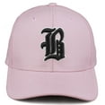 thumbnail image 2 of Daxton Premium Mid Profile Hat Semi Curved Visor Pink Cap White Black Gothic Embroidered, Letter B, 2 of 3
