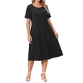 thumbnail image 2 of WellSize Plus Size Dresses for Women Summer Crew Neck Short Sleeve Sundresses Casual Beach Midi Dresses with pockets, 2 of 7