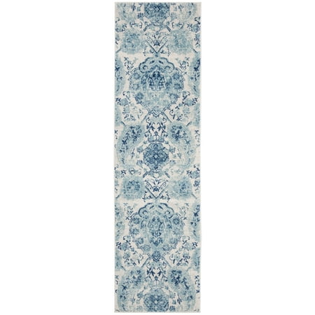 SAFAVIEH Madison Hope Floral Paisley Runner Rug, Cream/Turquoise, 2'3" x 12'