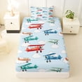 thumbnail image 3 of Erosebridal Colorful Cartoon Airplane Twin Sheet Sets,Multicolor Aircraft Theme Bedding For Boys Kids 3pcs, 3 of 6