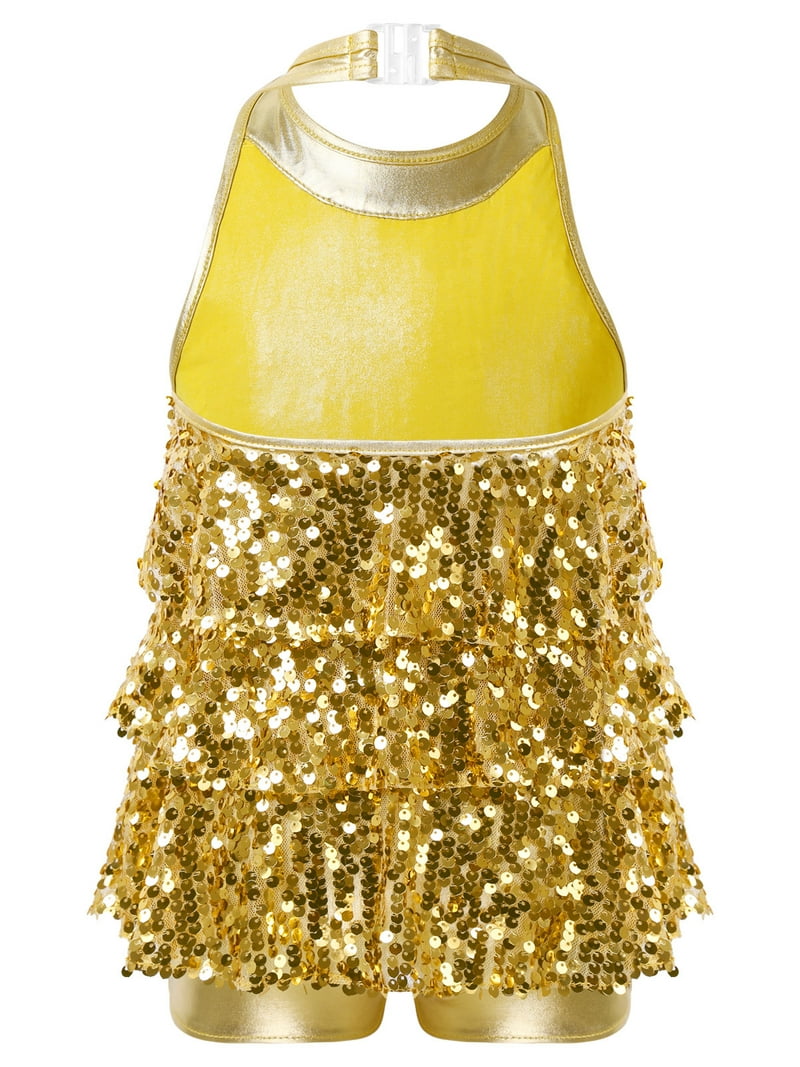 Kids Shiny Gymnastics Shorty Unitards Dress Girls Ballet Leotard Stage Performance Latin Jazz Dance Costume – Buy The Best Products In The Online Store - Foto 8