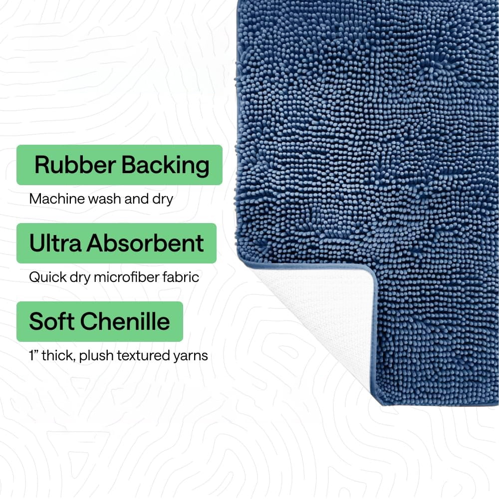 Bath Rug Mat, Thick Soft Absorbent Chenille, Quick Dry Microfiber Mats, Rubber Backing Washable Shower Floor Rugs, US Designed Bathroom Halloween Home Decor Accessories