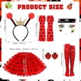 thumbnail image 5 of 6PCS Ladybug Costume for Women, Red and Black Tutu Ladybug Headband Earrings Socks Gloves for Halloween Carnival Cosplay Party, 5 of 7