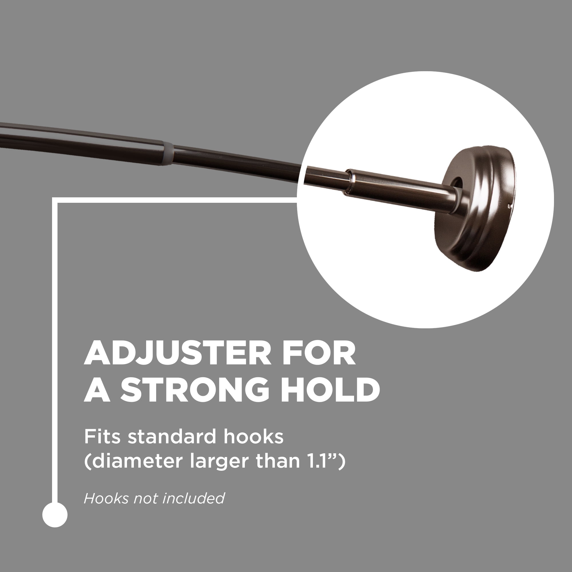 Better Homes & Gardens Dual Mount No Rust 50” to 72” Adjustable Curved Shower Curtain Rod, Bronze