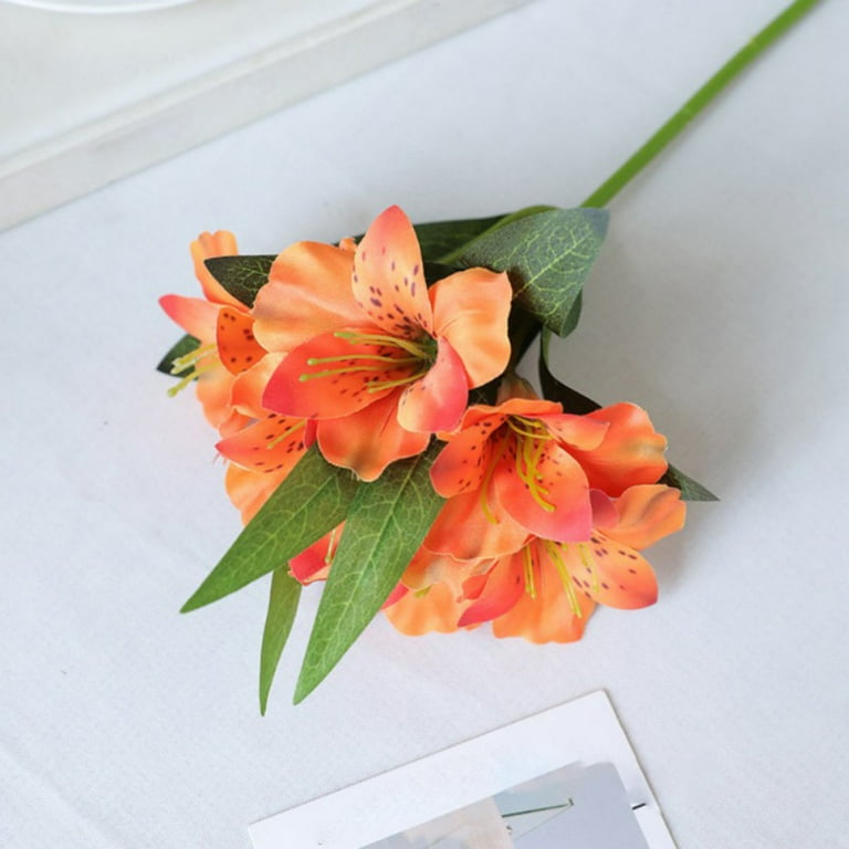 5 Pcs Artificial Tiger Lily Silk Flowers Easter Faux Fake Lilies Plants for Wedding  Bouquet Home Party Indoor Table Hotel Office Vases Floral Arrangements  Outdoor Garden Decor - Walmart.com