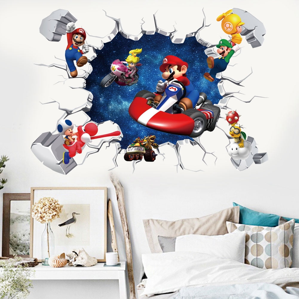 Wall Stickers Boys Girl Wall Decal for Bedroom Living Room Hotel Decor Mario Wall Decals Bedroom Decor Nursery Decorative 2PC 12X23.7inch