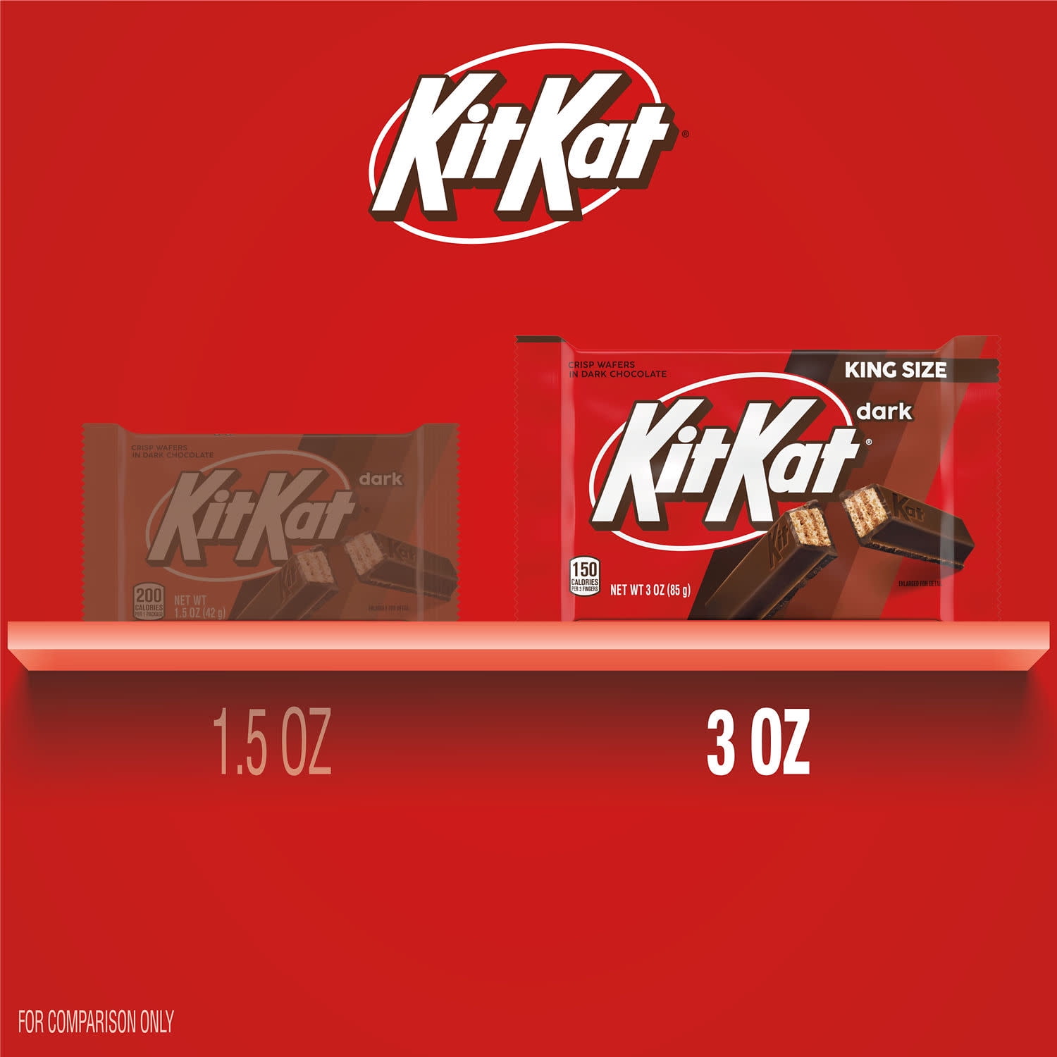 Kit Kat Dark Chocolate Wafer King Size Candy, Bars 3 oz, 24 Count