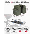 thumbnail image 4 of Alforjas para bicicleta KEMIMOTO, 34 L, impermeables y con funda para lluvia, color verde, 4 of 8