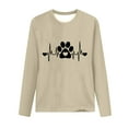 thumbnail image 4 of Women's Long Sleeve T-Shirt Cute Paw Heart Printed Dressy Loose Crew Neck Blouse Business Casual Tunic Tops, 4 of 4