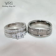 Wedding Ring Sets His And Hers Couples Women Diamond Sterling Silver Man Titanium Wedding Bands