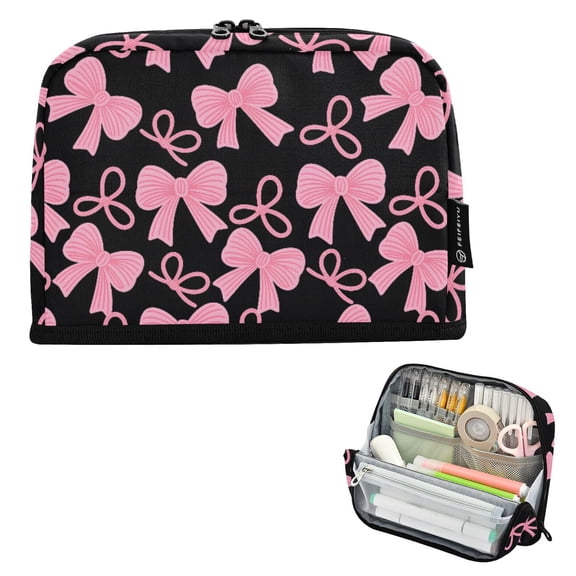 ALAZA Pink Bows Pencil Case Pen Pouch Bag Large Capacity Organizer
